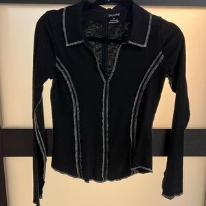 Anthropology Pilcro Black Shirt with White Stitching. Worn once.